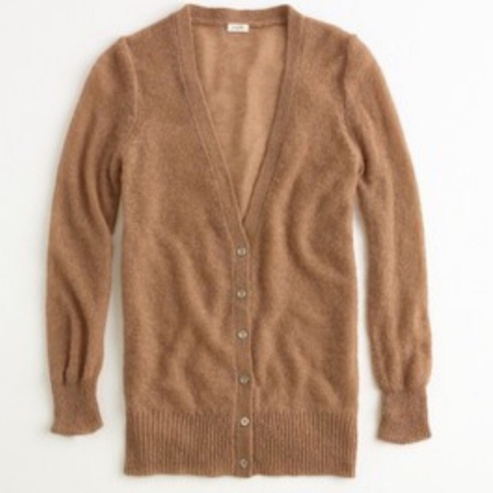 J. Crew Heather Camel Mohair Magnitude Wool Women's Cardigan | Size M